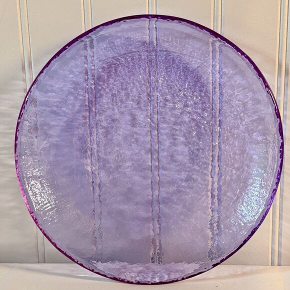 FIRE & LIGHT Recycled Glass Lavender Moonstone Plate Bowl 8” Serving Dish Purple - Picture 1 of 6